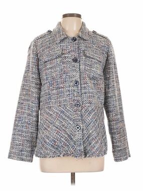 Chico's Multi-Gray Tweed Button-Front Jacket